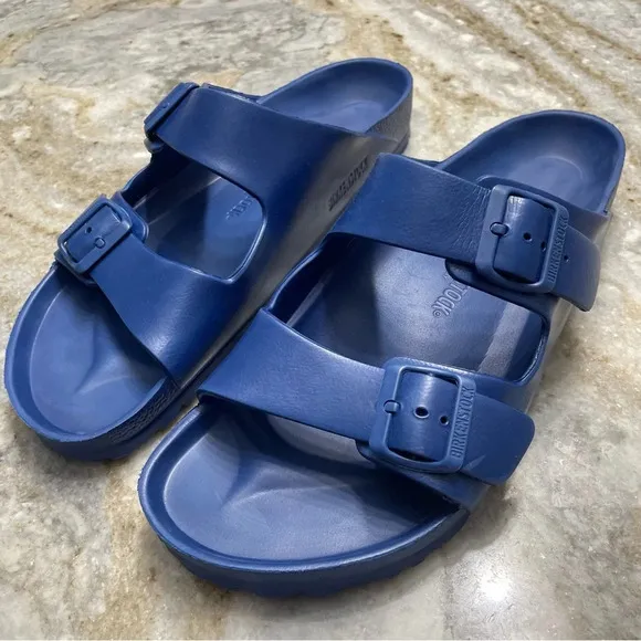 Birkenstock Navy Arizona Birko-Flor Sandals Double Strap Slide Men’s 12 Regular