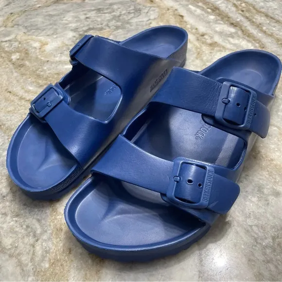 Birkenstock Navy Arizona Birko-Flor Sandals Double Strap Slide Men’s 12 Regular