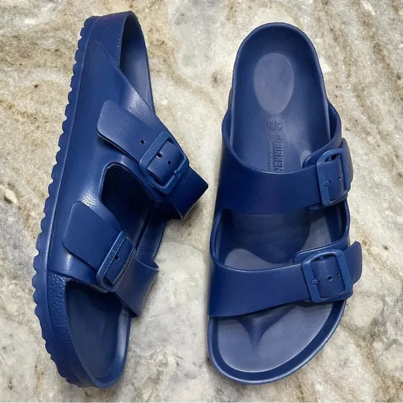 Birkenstock Navy Arizona Birko-Flor Sandals Double Strap Slide Men’s 12 Regular