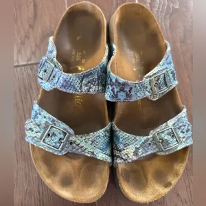 Birkenstock Papillio Blue Snakeskin Sandals