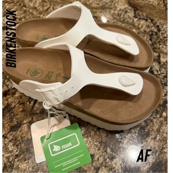 BIRKENSTOCK PAPILLIO GIZEH BIRKO PLATFORM SANDALS IN WHITE NEW NWT SIZE