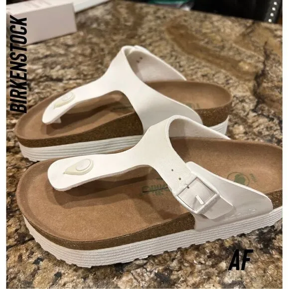 BIRKENSTOCK PAPILLIO GIZEH BIRKO PLATFORM SANDALS IN WHITE NEW NWT SIZE