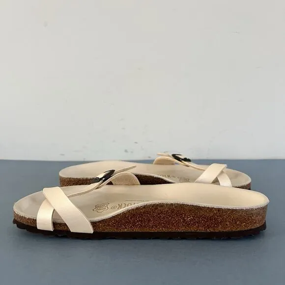 Birkenstock Piazza Birko-Flor Iridescent Cream Toe Loop Sandals