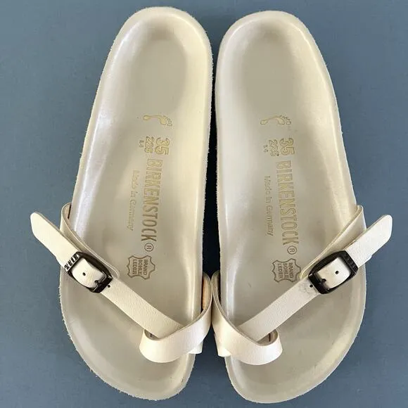 Birkenstock Piazza Birko-Flor Iridescent Cream Toe Loop Sandals