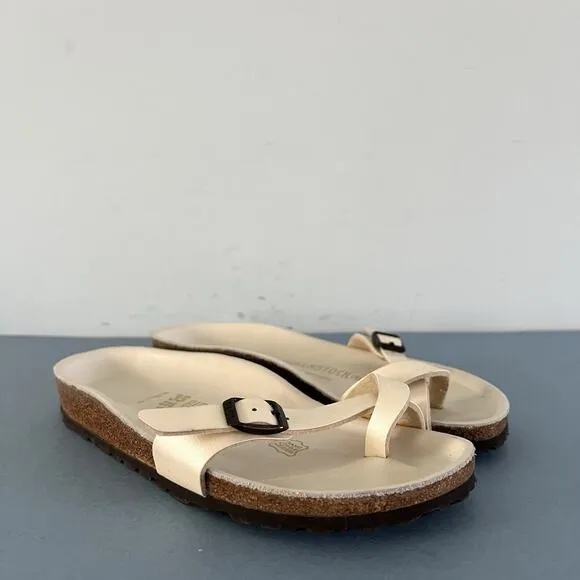 Birkenstock Piazza Birko-Flor Iridescent Cream Toe Loop Sandals