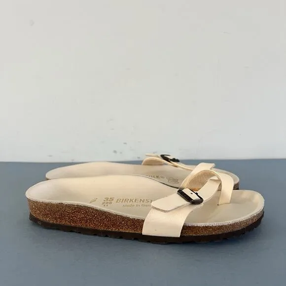 Birkenstock Piazza Birko-Flor Iridescent Cream Toe Loop Sandals