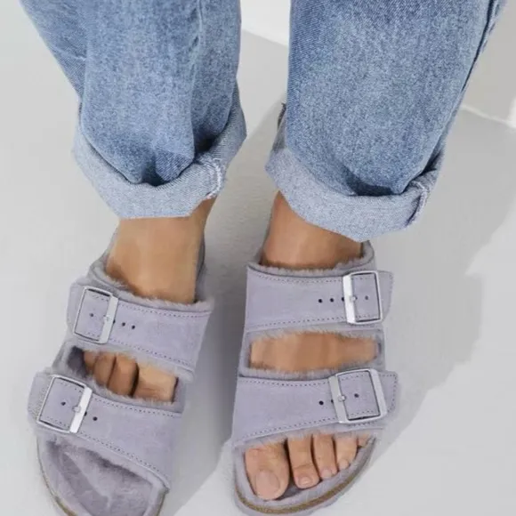 Birkenstock Purple Shearling Sandals