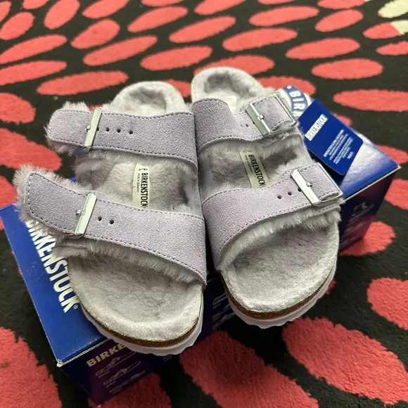 Birkenstock Purple Shearling Sandals