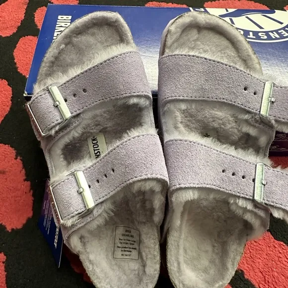 Birkenstock Purple Shearling Sandals