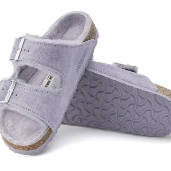 Birkenstock Purple Shearling Sandals