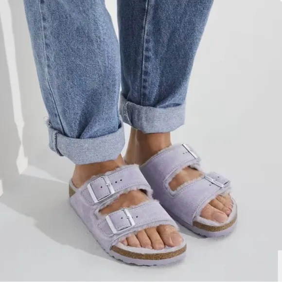 Birkenstock Purple Shearling Sandals