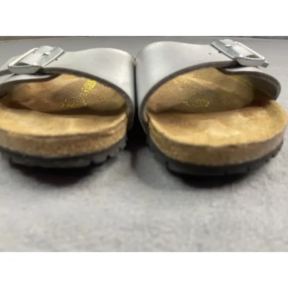 Birkenstock Sandals Womens 36 US 5.5 Madrid Silver Metalic Birko-Flor Slide