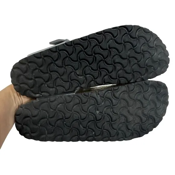 Birkenstock Silver Gizeh Leather Thong Sandals Shoes Ice Pearl Onyx