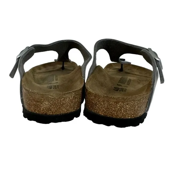 Birkenstock Silver Gizeh Leather Thong Sandals Shoes Ice Pearl Onyx