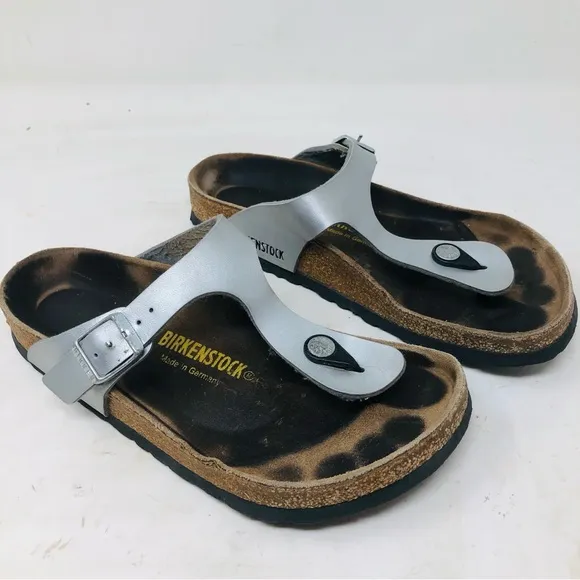 Birkenstock Silver Leather Sandals