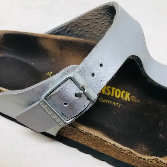 Birkenstock Silver Leather Sandals