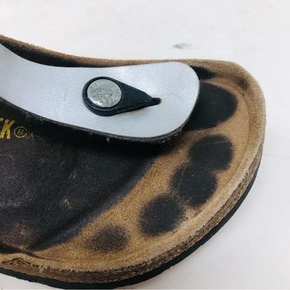 Birkenstock Silver Leather Sandals