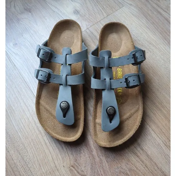 Birkenstock Sparta Gladiator Thong Sandals Blue Leather EU 39 Womens 8-8.5 RARE