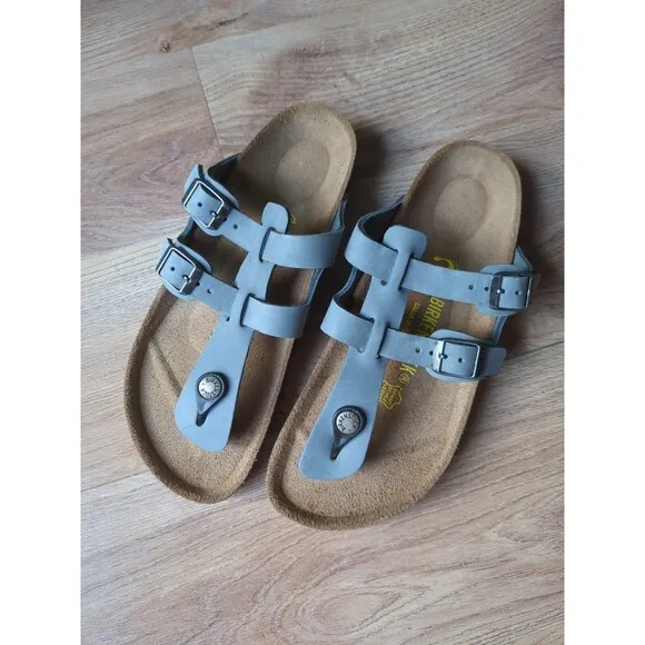 Birkenstock Sparta Gladiator Thong Sandals Blue Leather EU 39 Womens 8-8.5 RARE