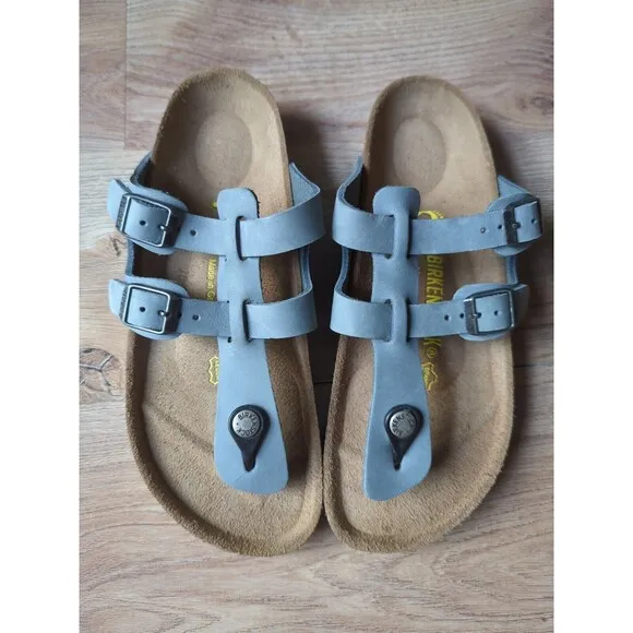 Birkenstock Sparta Gladiator Thong Sandals Blue Leather EU 39 Womens 8-8.5 RARE