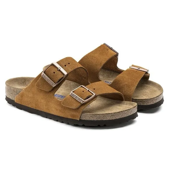 Birkenstock Tan Sandals with Adjustable Straps and Cork Footbed