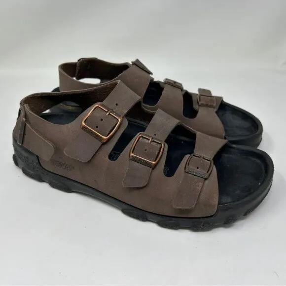 Birkenstock Tatami Strap Sandals Brown Leather Ankle Strap Men size 10