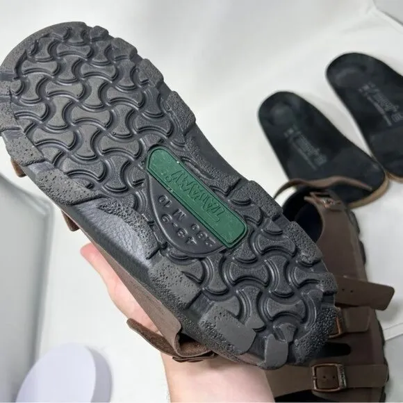 Birkenstock Tatami Strap Sandals Brown Leather Ankle Strap Men size 10