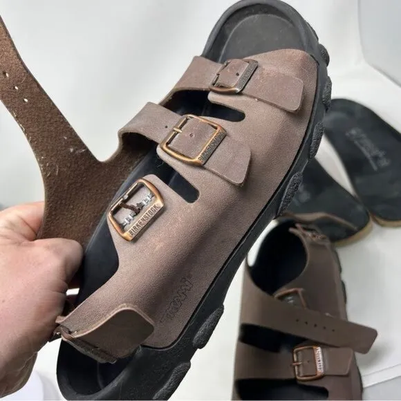 Birkenstock Tatami Strap Sandals Brown Leather Ankle Strap Men size 10