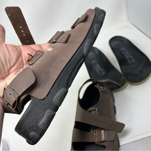 Birkenstock Tatami Strap Sandals Brown Leather Ankle Strap Men size 10