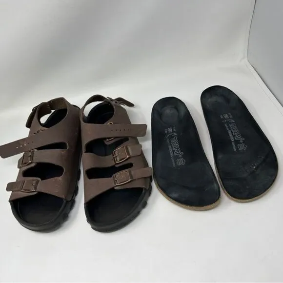 Birkenstock Tatami Strap Sandals Brown Leather Ankle Strap Men size 10