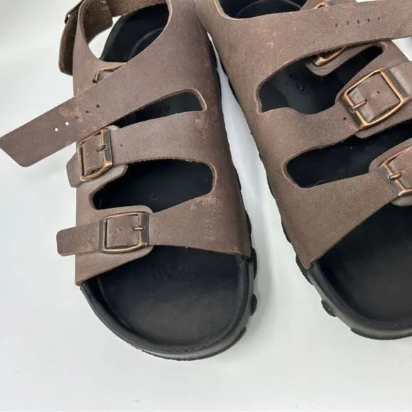 Birkenstock Tatami Strap Sandals Brown Leather Ankle Strap Men size 10