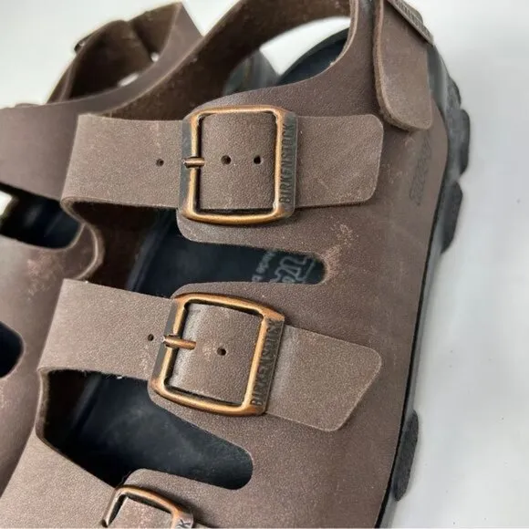 Birkenstock Tatami Strap Sandals Brown Leather Ankle Strap Men size 10