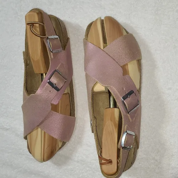 Birkenstock Tulum Light Pink Double Buckle Suede Sandals Size 10 L 8 M