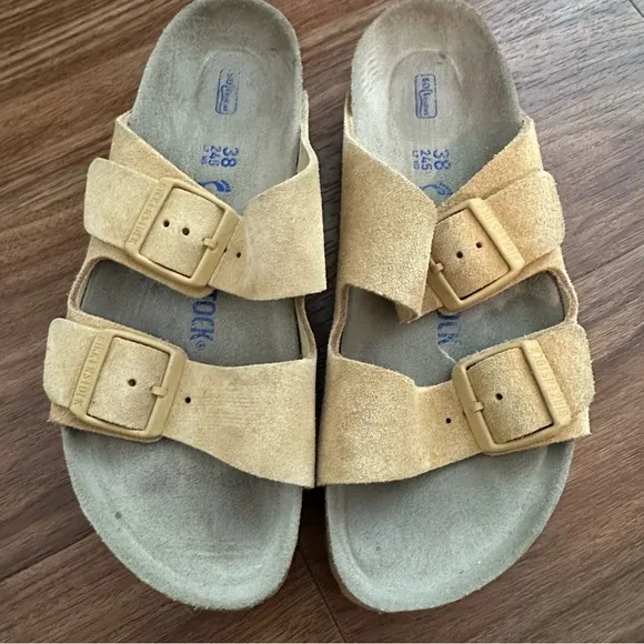 Birkenstock Women’s Suede Arizona Soft Footbed Sz 38 Buttercream Yellow