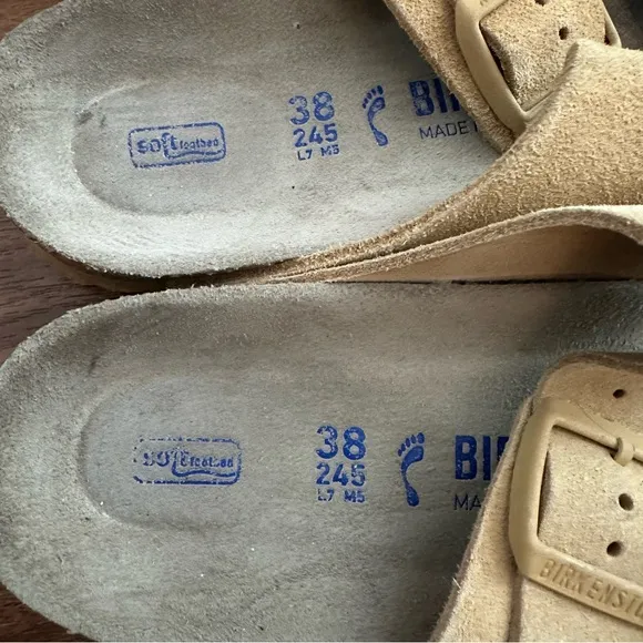 Birkenstock Women’s Suede Arizona Soft Footbed Sz 38 Buttercream Yellow
