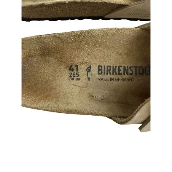 Birkenstock Womens Brown Suede Leather Open Toe Big Buckle Slide Sandals Size 41
