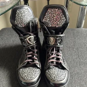 Black and Silver High-Top Sneakers