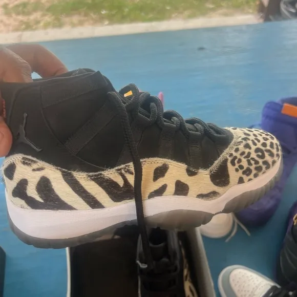 Black and White Animal Print Sneakers Retro 11 ladies