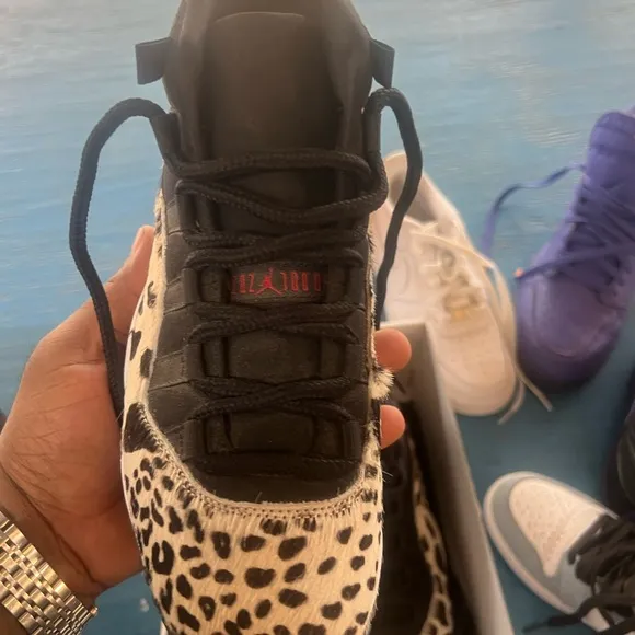 Black and White Animal Print Sneakers Retro 11 ladies