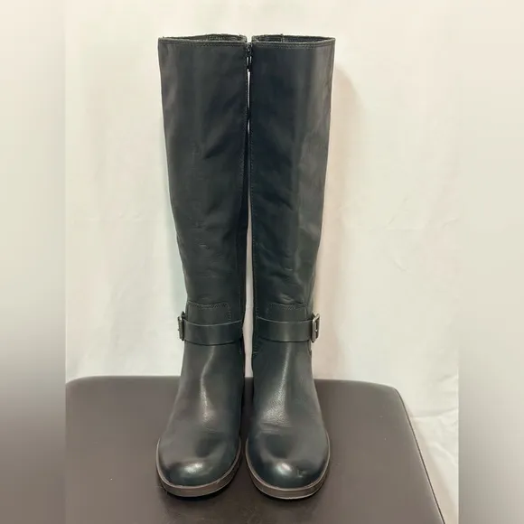 Black Leather Knee-High Campus Riding Boots 8.5 NEW
