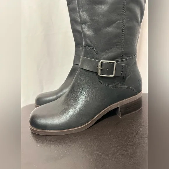 Black Leather Knee-High Campus Riding Boots 8.5 NEW