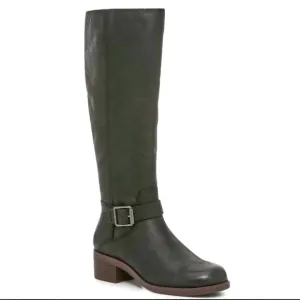 Black Leather Knee-High Campus Riding Boots 8.5 NEW