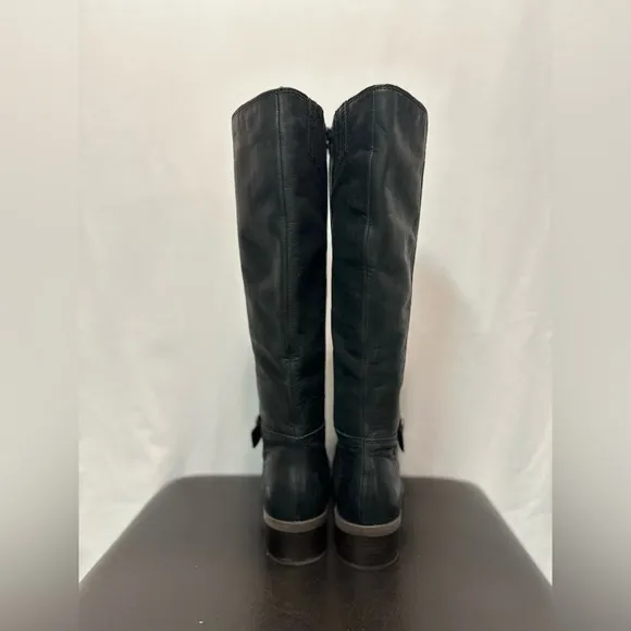Black Leather Knee-High Campus Riding Boots 8.5 NEW