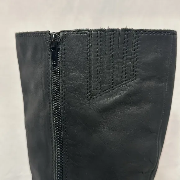 Black Leather Knee-High Campus Riding Boots 8.5 NEW