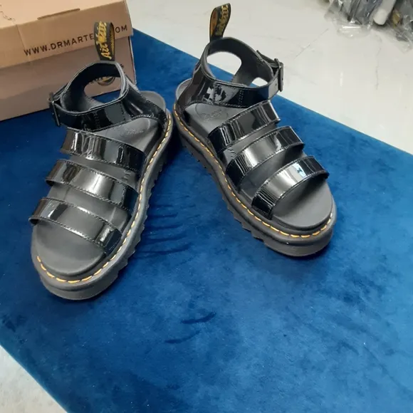 Black patent Doc Martens Blaire sandals