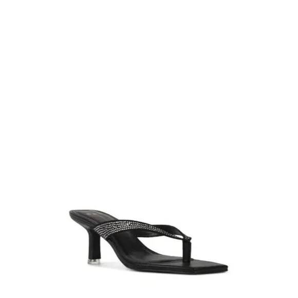 Black suede Studio &quot;Estelle&quot; Sandals BNWT heels women NEW crytstals