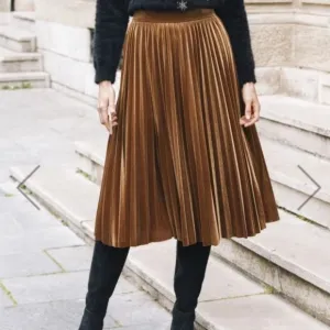 Black Tape Pleated Auburn Midi Skirt