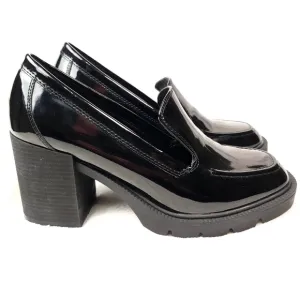 Blondo Josie Patent Lugsole Heeled Loafer Heels Black 10