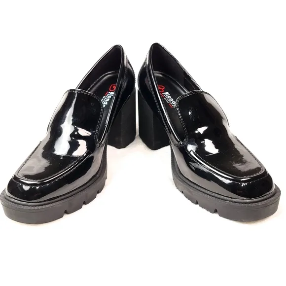 Blondo Josie Patent Lugsole Heeled Loafer Heels Black 10