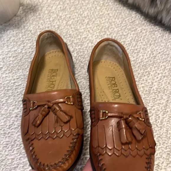 Bob Roy Collection Tan Leather Wingtip Loafers Sz 1